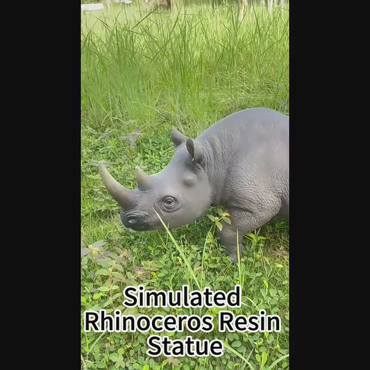 27.5" Majestic Lifelike Rhino Statue, Heavy-Duty Resin Wildlife Decor for Lawn, Yard & Patio