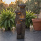 Rustic 4-Tier Bowl Water Fountain, 33.1" LED Lighted Wood-Look Garden Water Feature