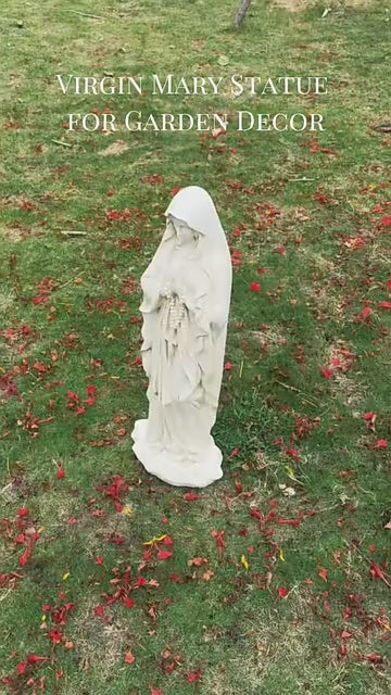 31.5" Large Madonna Statue, Weatherproof Resin Virgin Mary Sculpture for Courtyard & Patio