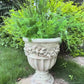Antique Rustic 16.3" MGO Garden Urn Planter, Hand-Painted Weathered Floral Relief Indoor/Outdoor Pot