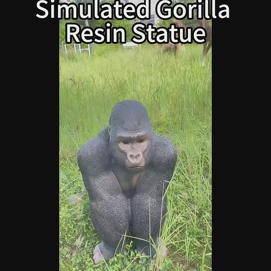 26" Majestic Lifelike Gorilla Statue, Heavy-Duty Resin Wildlife Sculpture for Man Cave & Patio