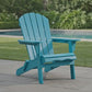 Folding Wooden Adirondack Chair with Embossed Grain, Solid Wood Patio Chair, Turquoise