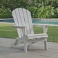 Folding Wooden Adirondack Chair with Embossed Grain, Solid Wood Patio Chair, White