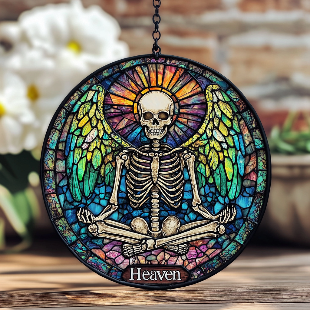 Heaven and Hell Skull Stained Glass Decor