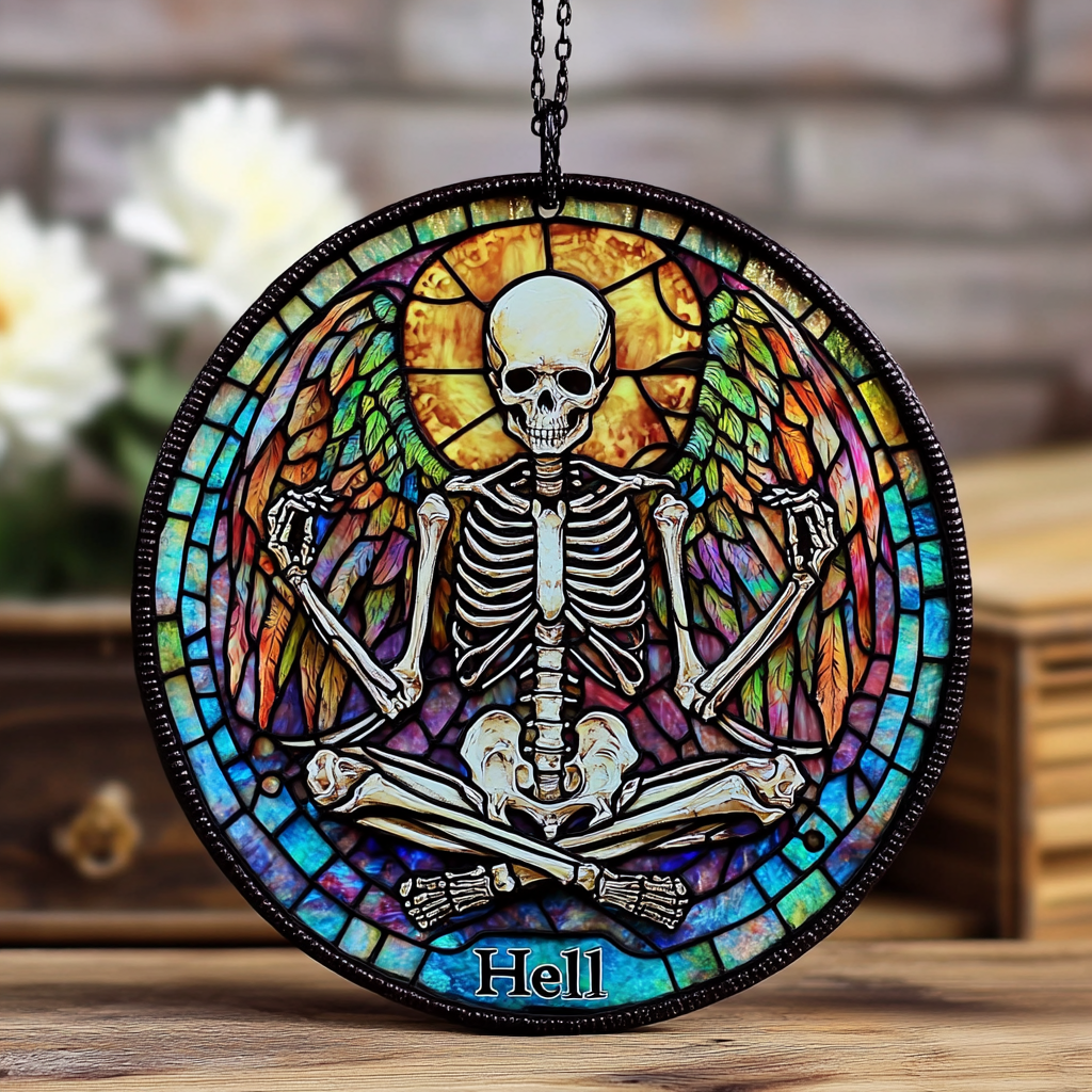 Heaven and Hell Skull Stained Glass Decor