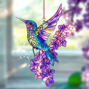 Colorful Hummingbird Flower Sun Catcher