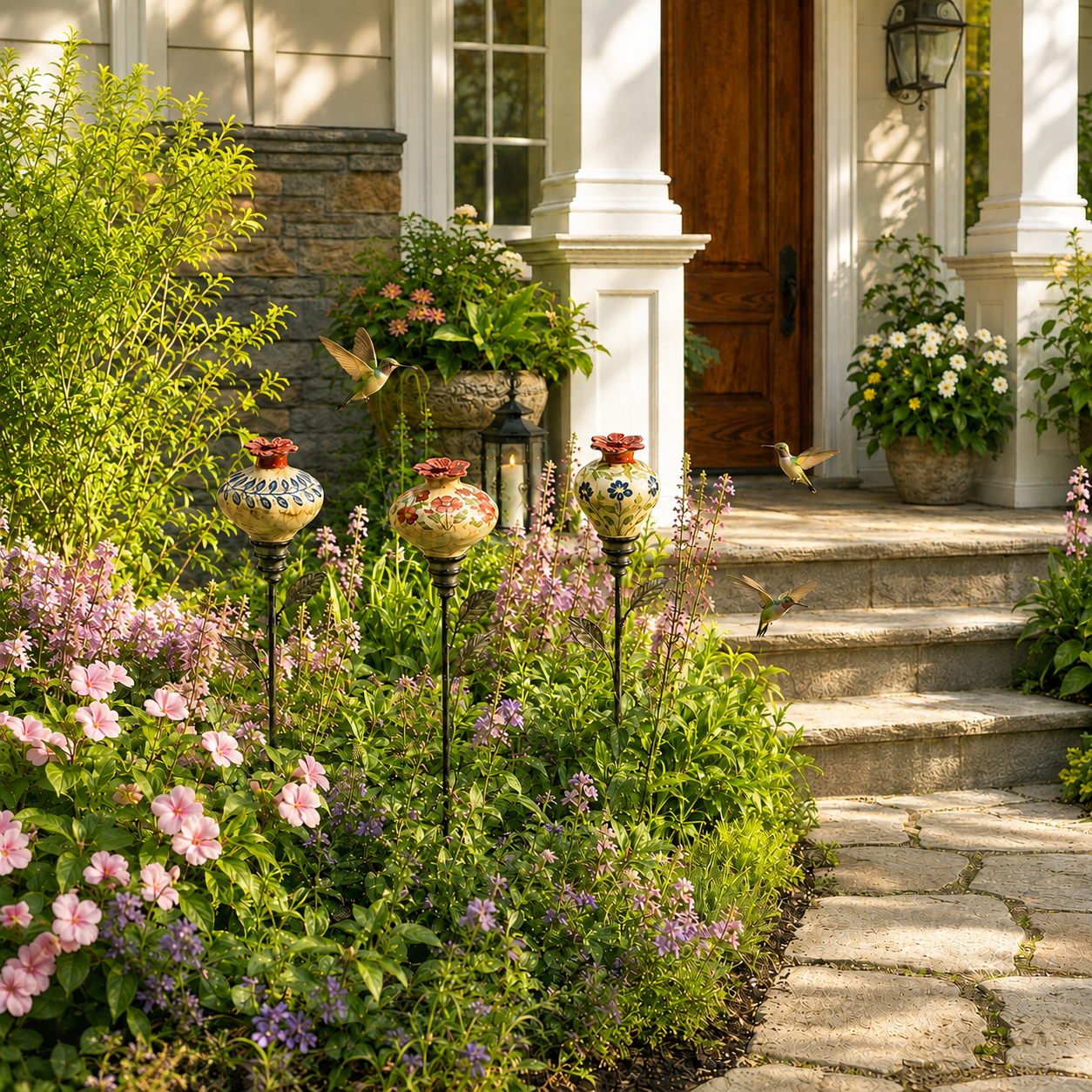 Keramische Bloem Kolibrievoeder – Romantische Tuinsfeer Met Een Vintage Touch!