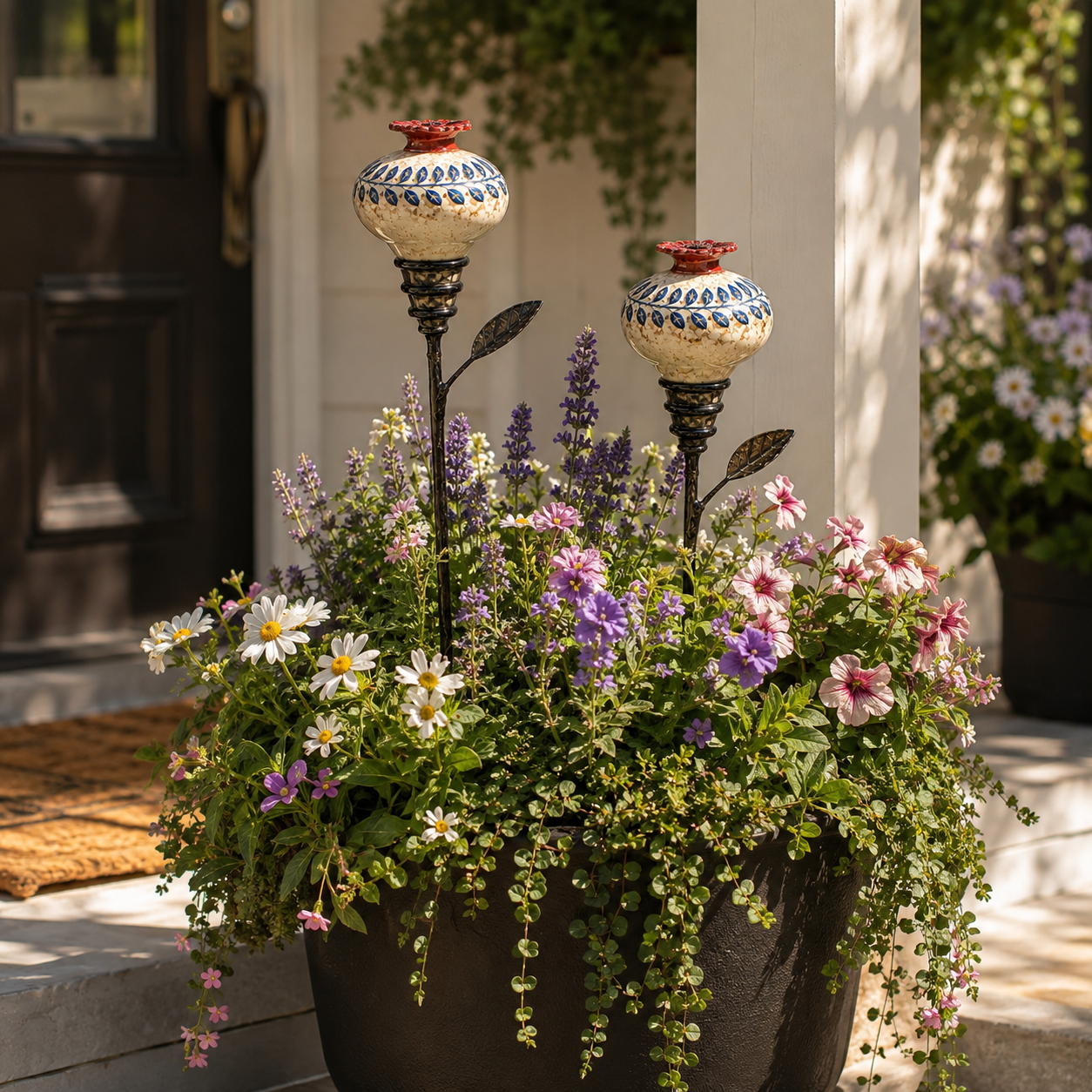 Keramische Bloem Kolibrievoeder – Romantische Tuinsfeer Met Een Vintage Touch!