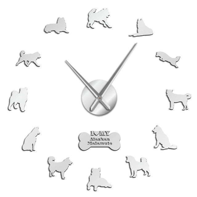 Alaskan Malamute Dog Large Frameless DIY Wall Clock