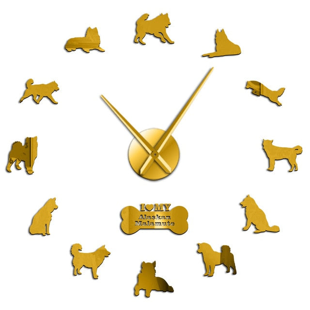 Alaskan Malamute Dog Large Frameless DIY Wall Clock