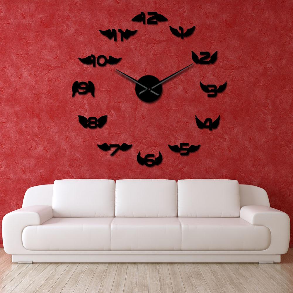 Angel Wings With Number Large Frameless DIY Wall Clock