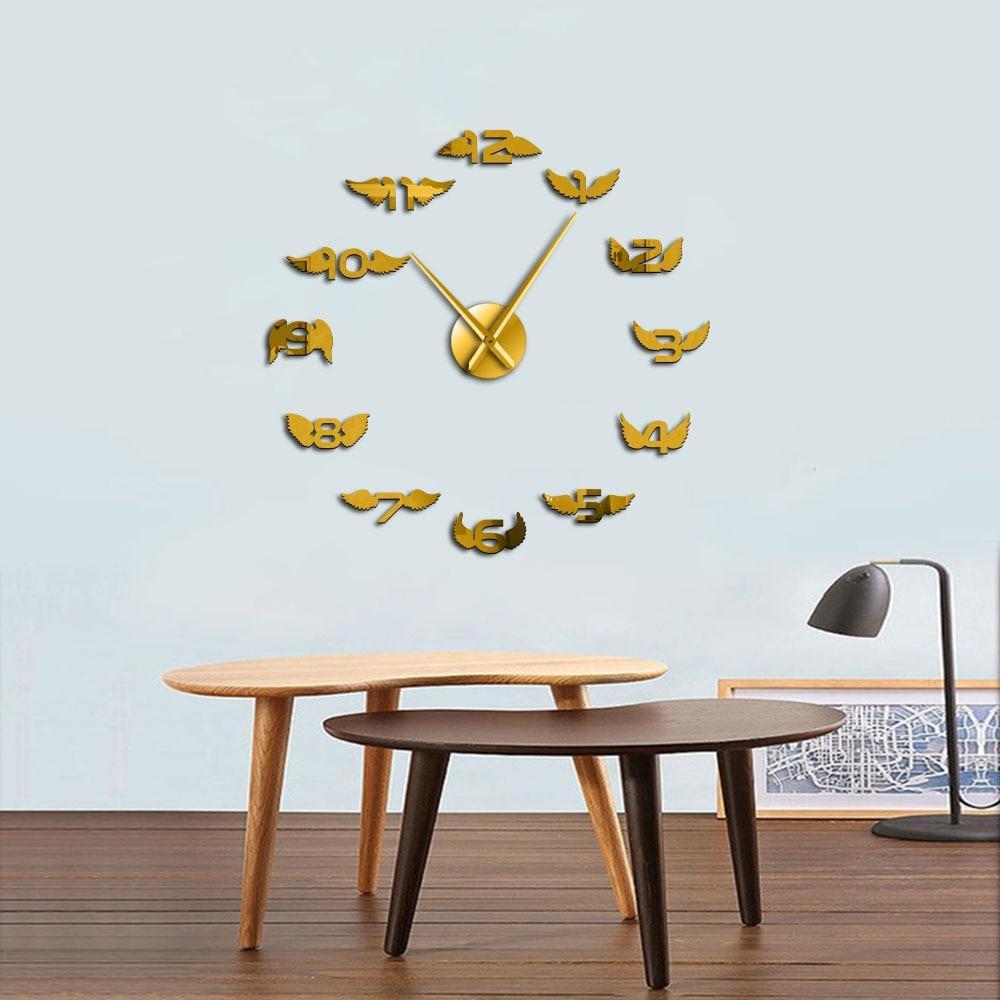 Angel Wings With Number Large Frameless DIY Wall Clock