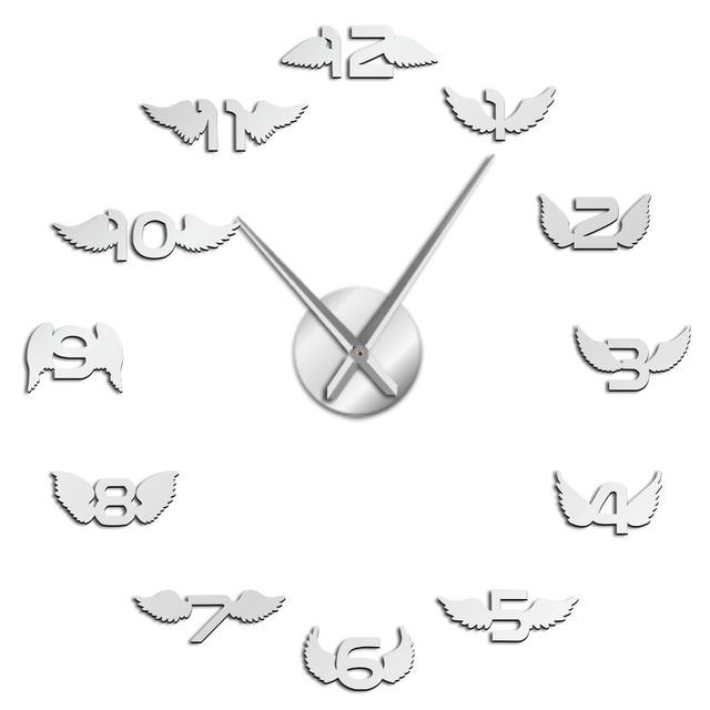 Angel Wings With Number Large Frameless DIY Wall Clock