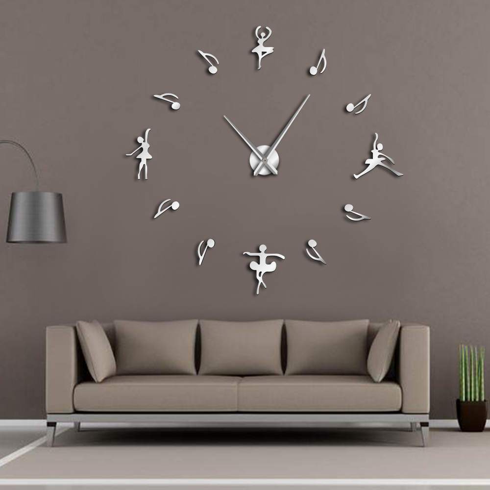 Ballet Girl Large Frameless DIY Wall Clock Music Lovers Gift