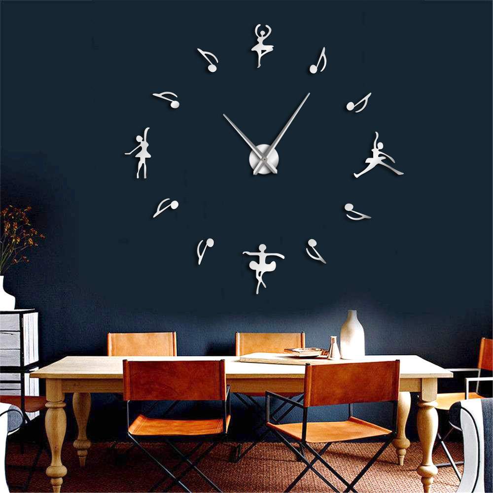 Ballet Girl Large Frameless DIY Wall Clock Music Lovers Gift