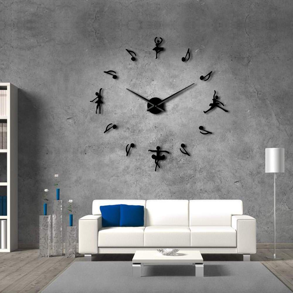 Ballet Girl Large Frameless DIY Wall Clock Music Lovers Gift