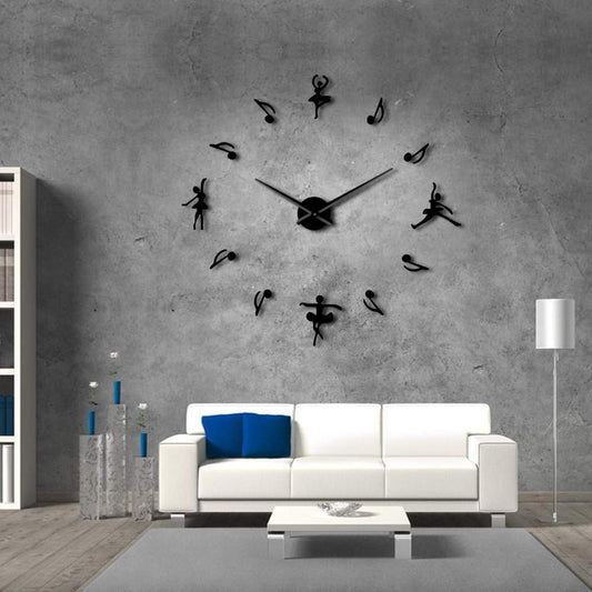 Ballet Girl Large Frameless DIY Wall Clock Music Lovers Gift