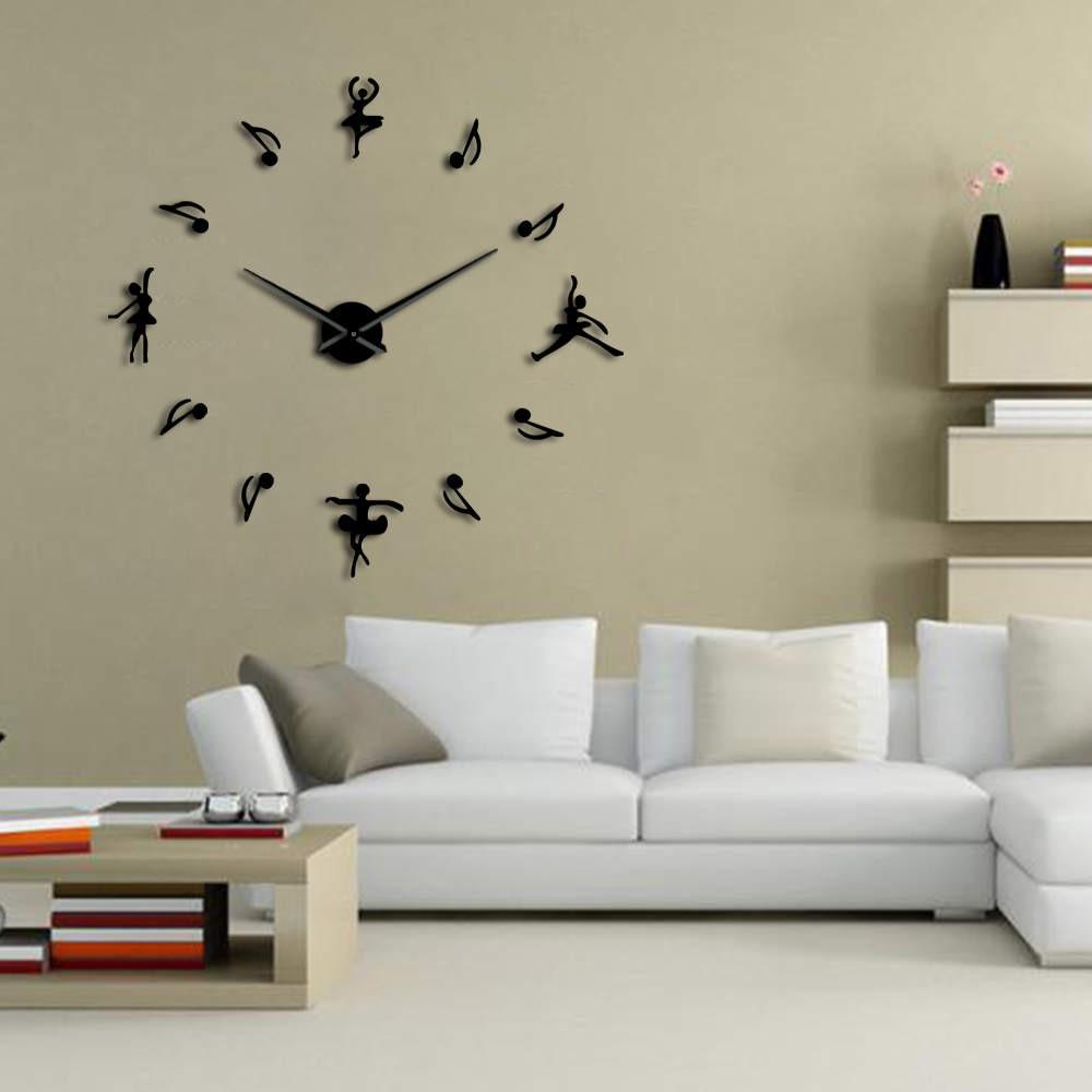 Ballet Girl Large Frameless DIY Wall Clock Music Lovers Gift