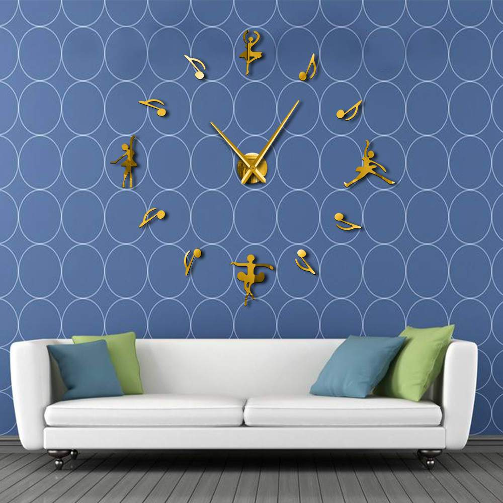 Ballet Girl Large Frameless DIY Wall Clock Music Lovers Gift