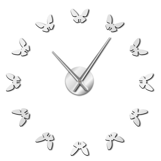 Beautiful Flying Butterflies Large Frameless DIY Wall Clock
