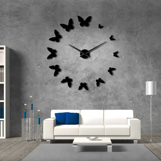 Beautiful Flying Butterflies Large Frameless DIY Wall Clock