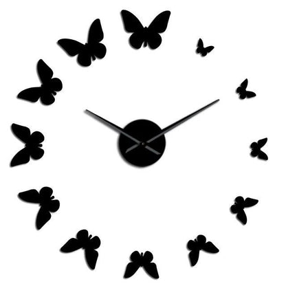 Beautiful Flying Butterflies Large Frameless DIY Wall Clock