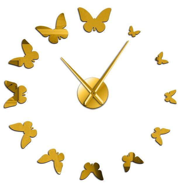 Beautiful Flying Butterflies Large Frameless DIY Wall Clock