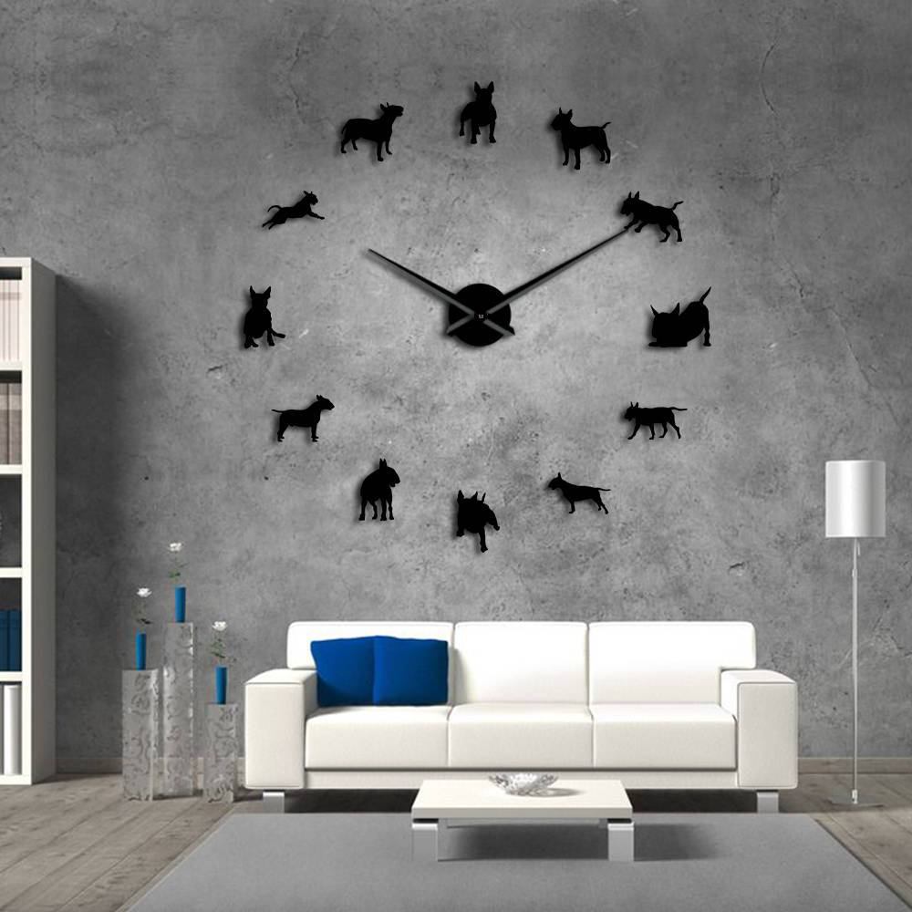 Bull Terrier Large Frameless DIY Wall Clock Gift for Bull Terrier Lovers