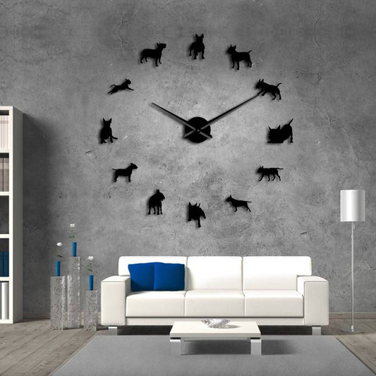 Bull Terrier Large Frameless DIY Wall Clock Gift for Bull Terrier Lovers