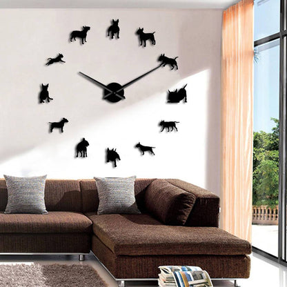 Bull Terrier Large Frameless DIY Wall Clock Gift for Bull Terrier Lovers