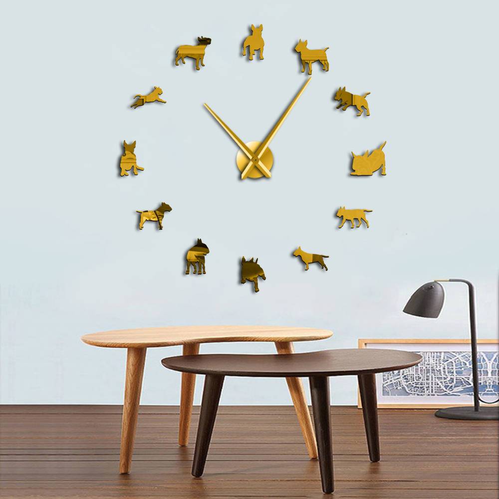 Bull Terrier Large Frameless DIY Wall Clock Gift for Bull Terrier Lovers