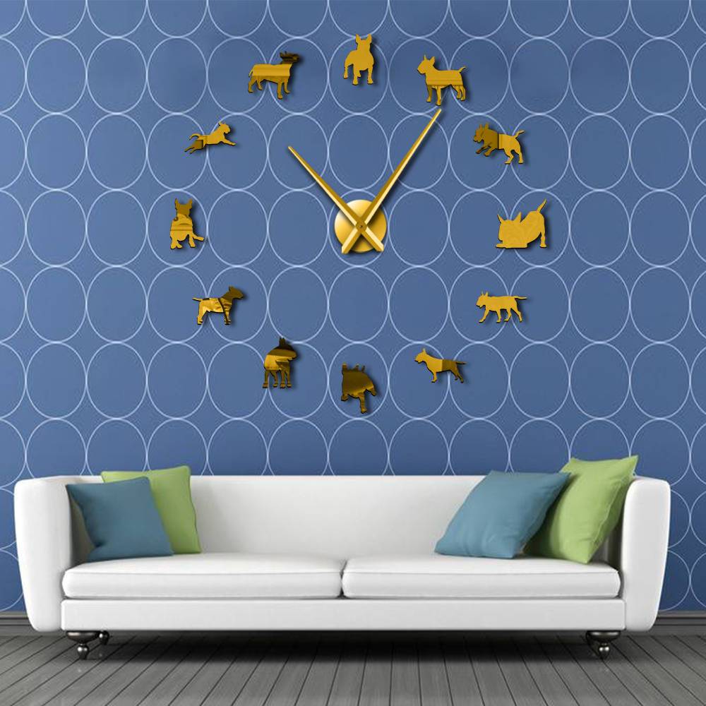 Bull Terrier Large Frameless DIY Wall Clock Gift for Bull Terrier Lovers