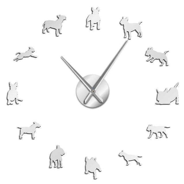 Bull Terrier Large Frameless DIY Wall Clock Gift for Bull Terrier Lovers