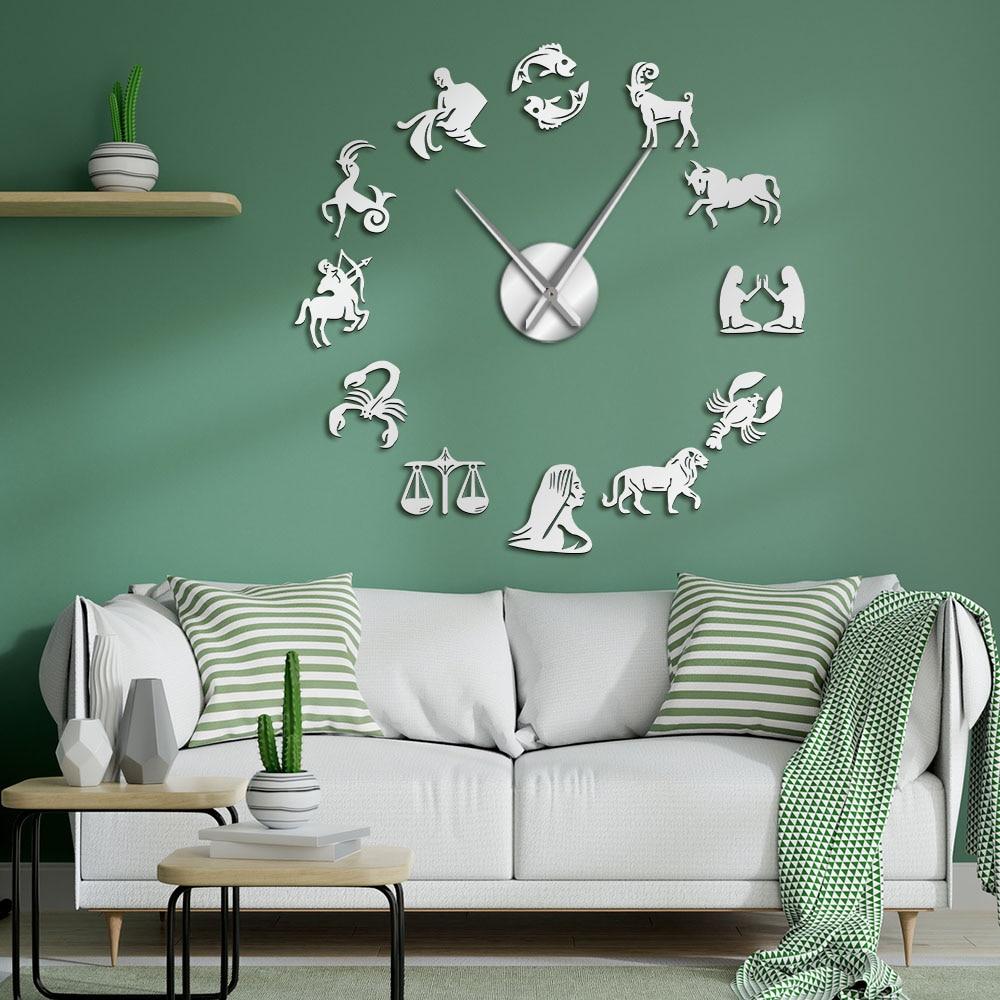 Zodiac Signs Constellation Large Frameless DIY Wall Clock Gift