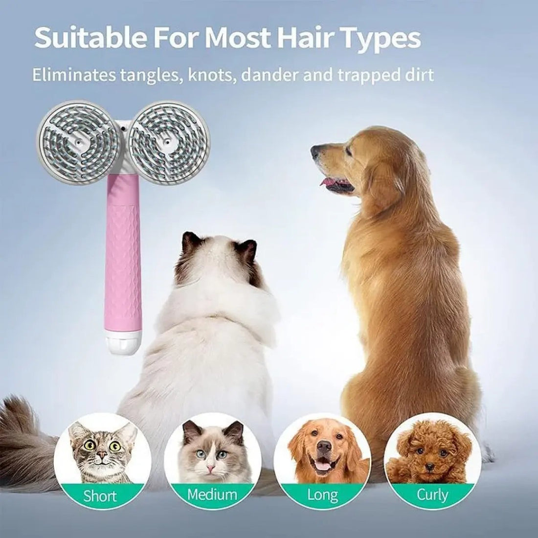 Pet Cat Brush Dog Slicker Brush Double-headed Negative Ion One-button Self Cleaning
