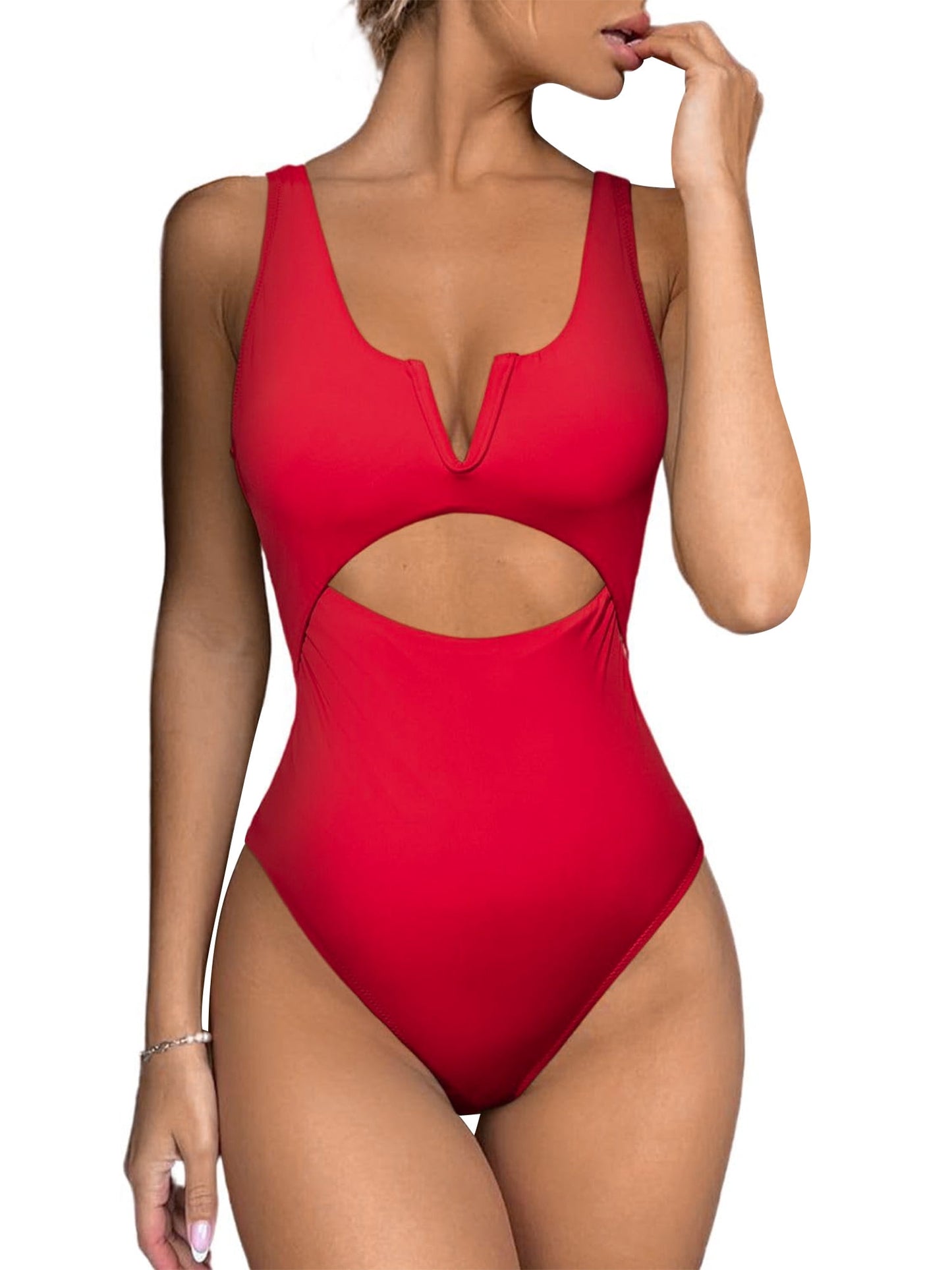 One-piece Swimsuit High Waist Hollow Out Swimwear