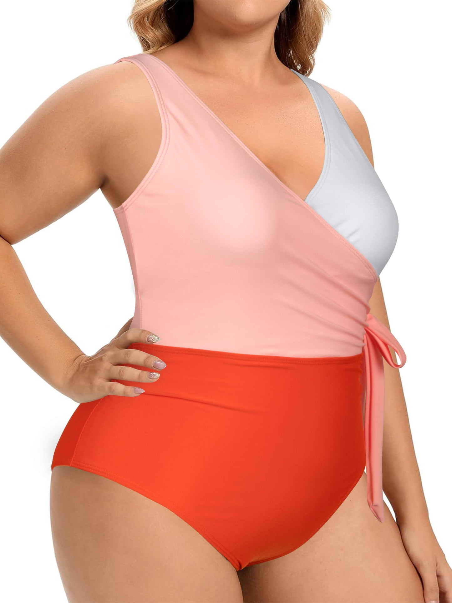 Plus Size One Piece Swimsuits Full Coverage Swimwear Tummy Control Bathing Suits