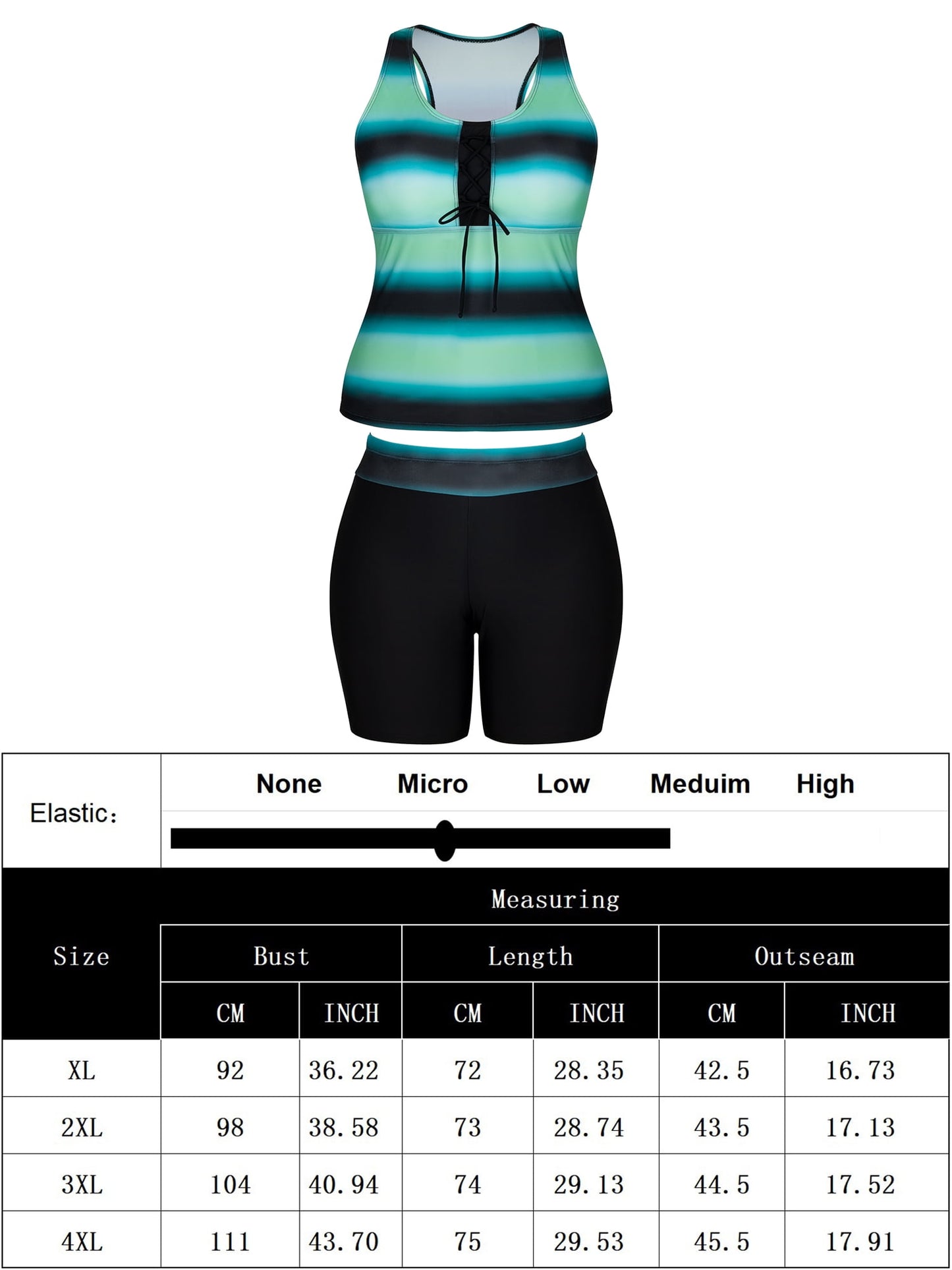 Plus Size Two Piece Bathing Suits Color Block Racerback Tankini Swimsuits with Swim Capris Swimwear