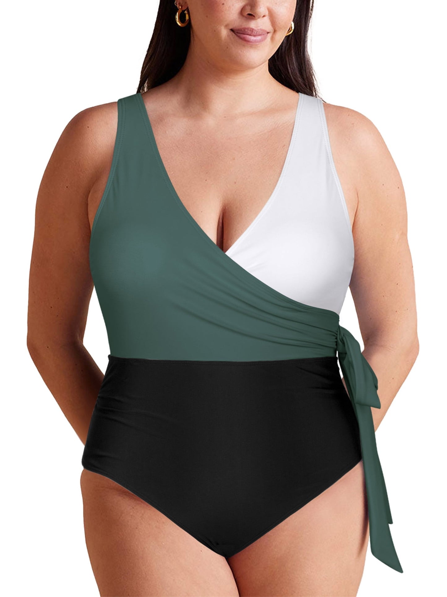 Plus Size One Piece Swimsuits Full Coverage Swimwear Tummy Control Bathing Suits