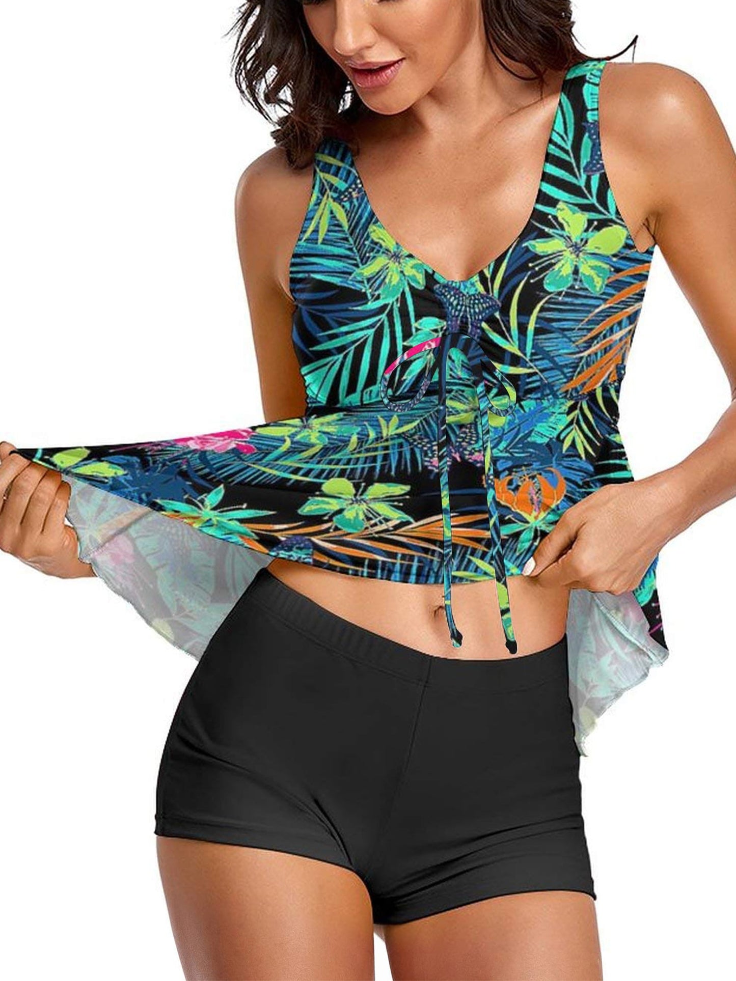 Retro Rainforest Style Tankini Swimsuits Two Piece Bathing Suits