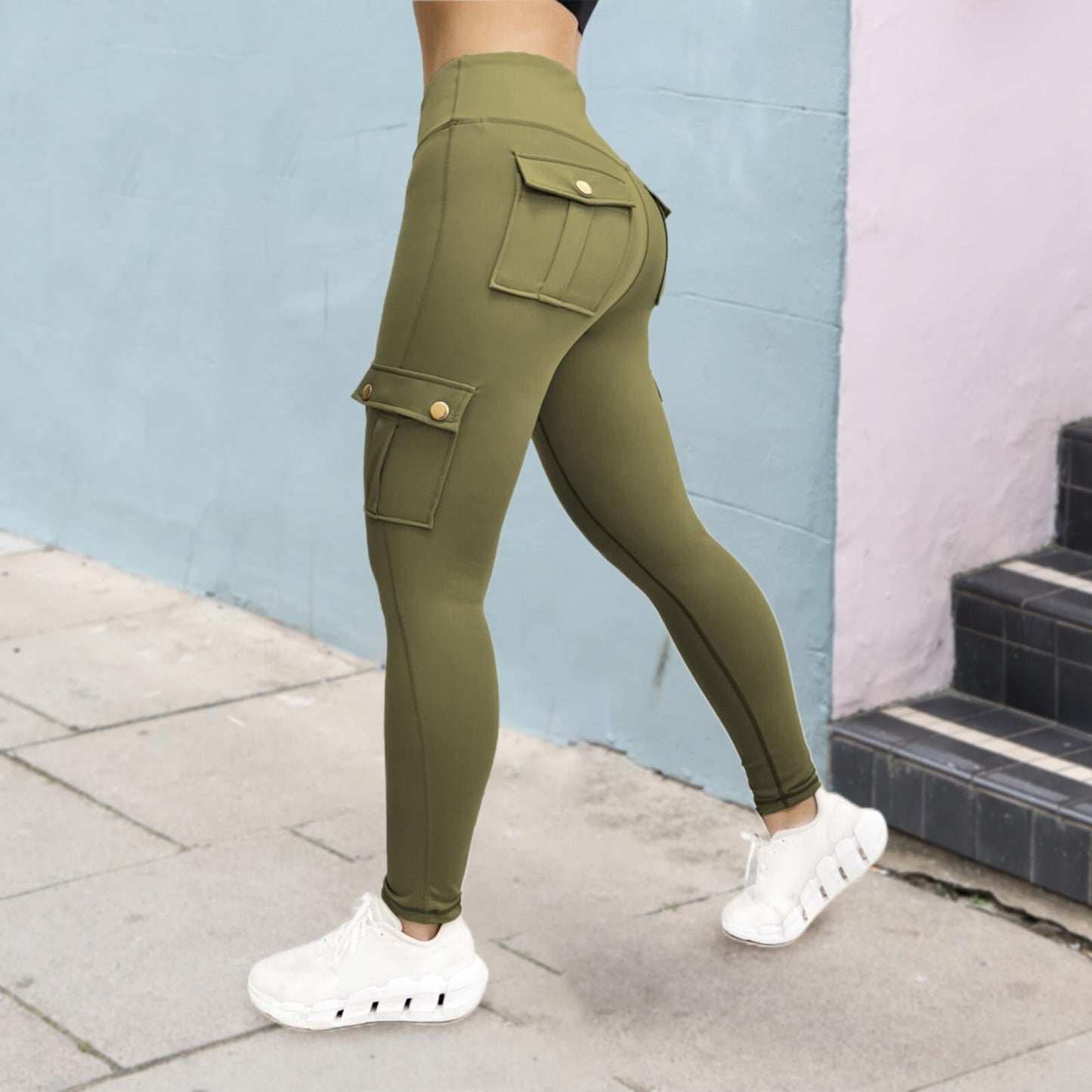 High Waisted Scrunch Butt Lifting Leggings Stretch Running Gym Sweatpants with Pockets