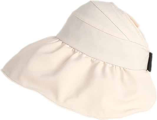 Womens Sun Visor-Hat Wide-Brim Foldable UV-Protection Tennis Hawaiian Empty-Top Beach-Sun-Hat for Summer