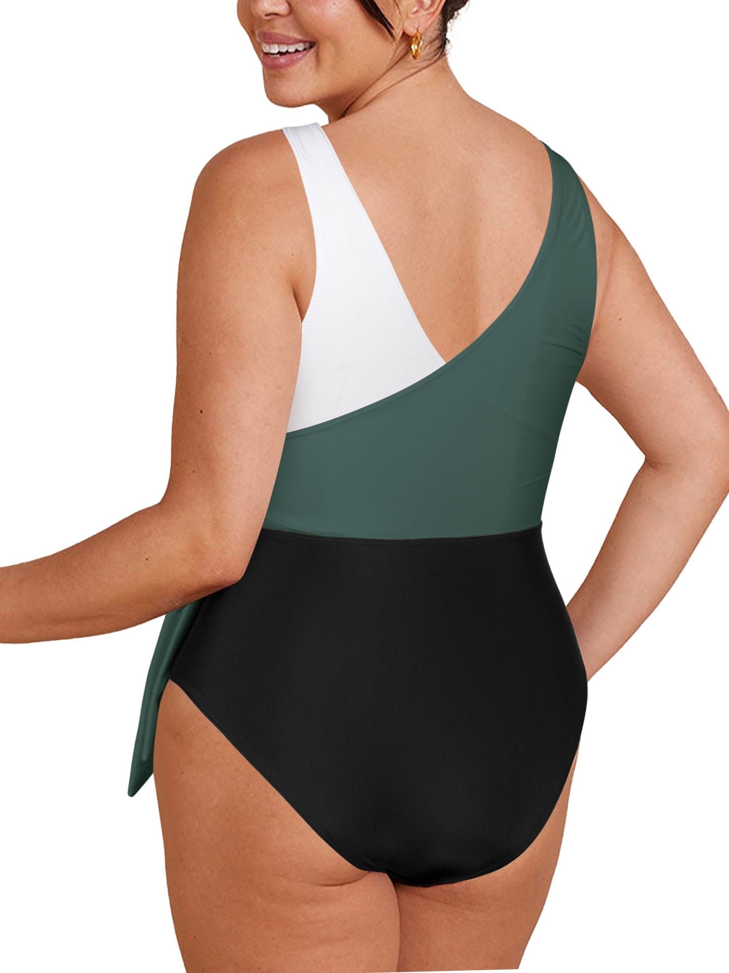 Plus Size One Piece Swimsuits Full Coverage Swimwear Tummy Control Bathing Suits