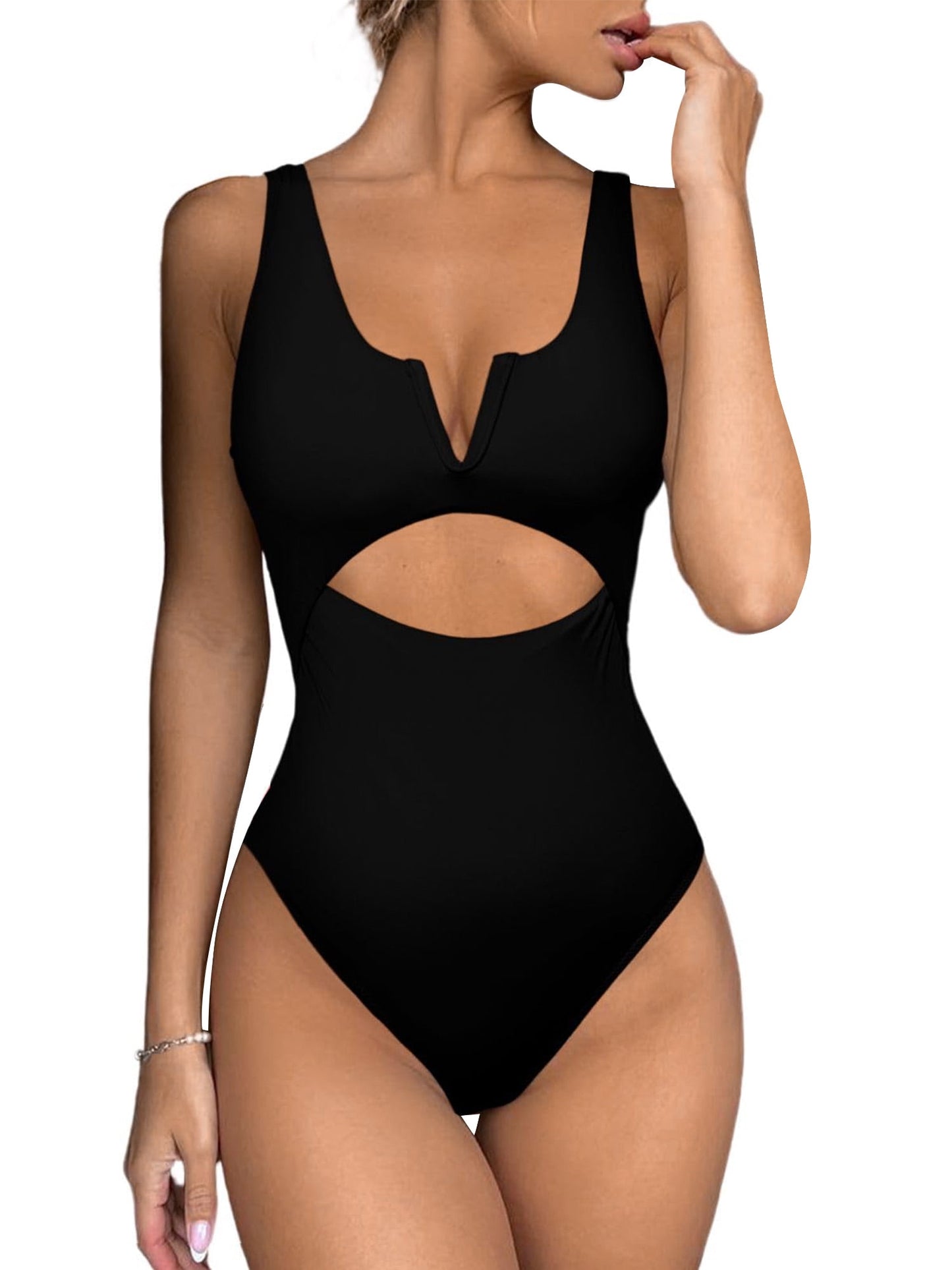 One-piece Swimsuit High Waist Hollow Out Swimwear