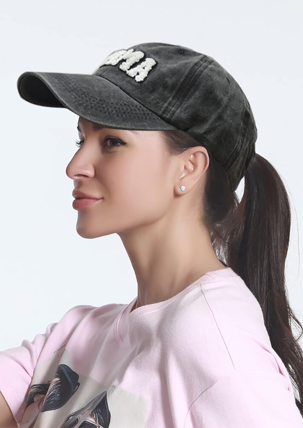 Washed Cotton Womens Mama Baseball Hat