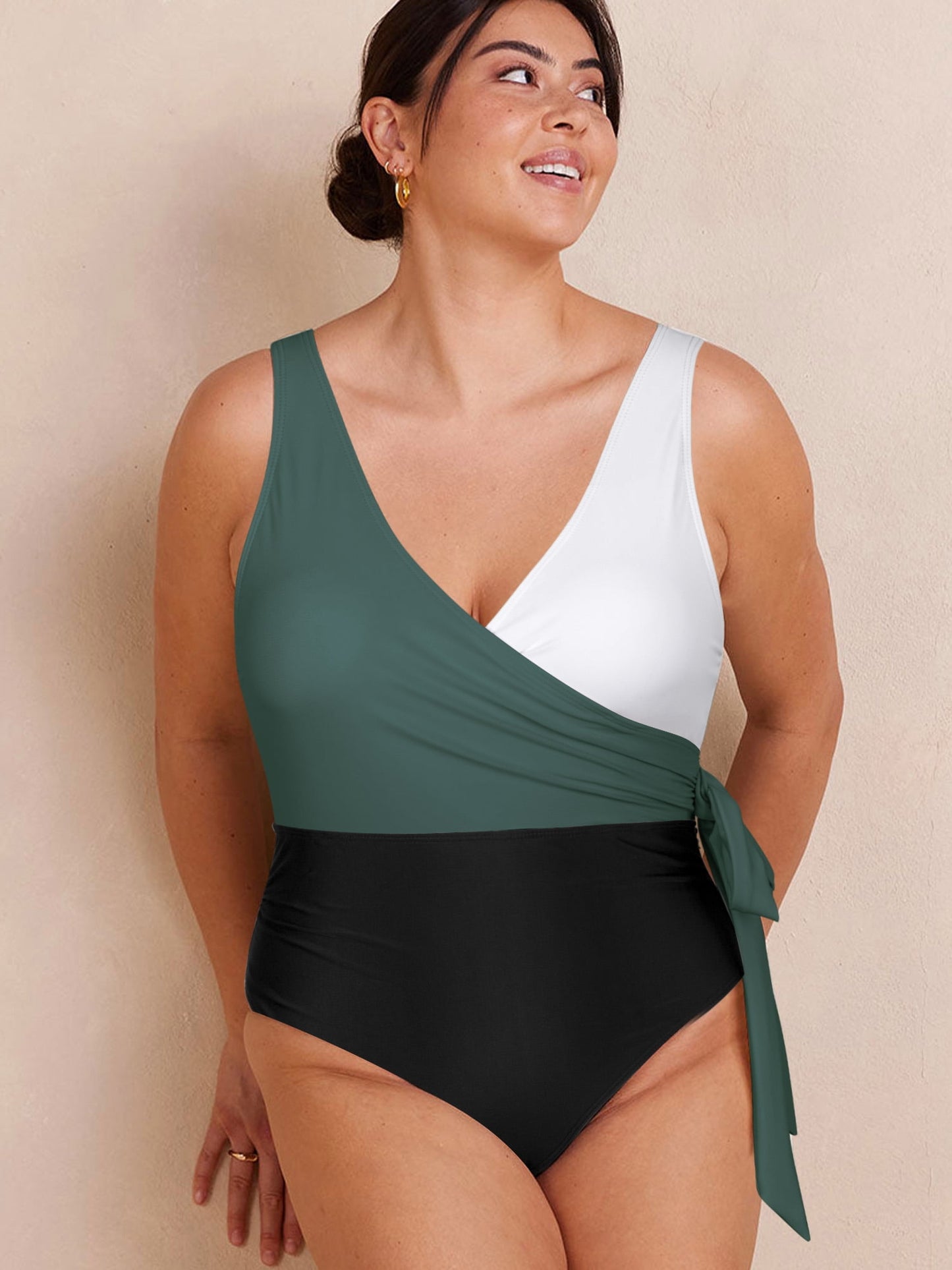 Plus Size One Piece Swimsuits Full Coverage Swimwear Tummy Control Bathing Suits