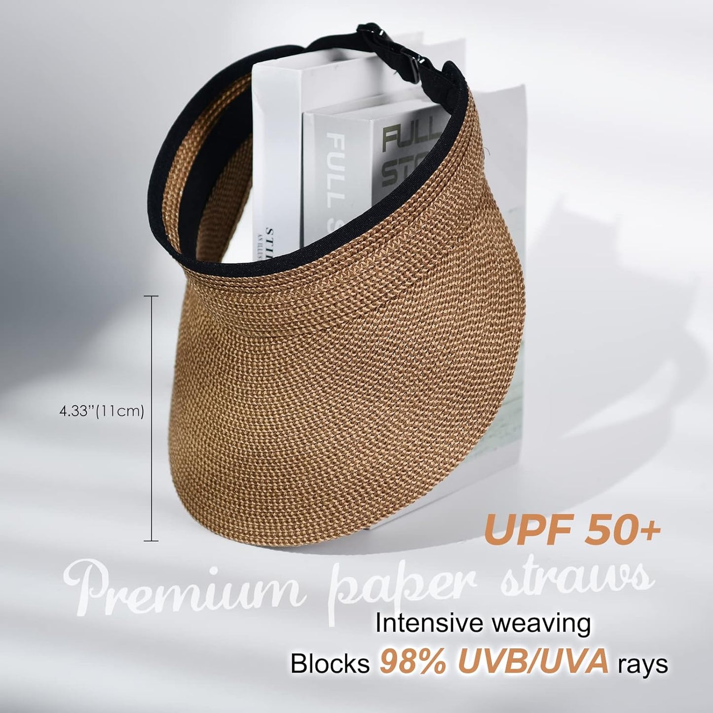 UPF 50+ Sun Visor Hat Straw Summer Packable Ponytail Beach Hats