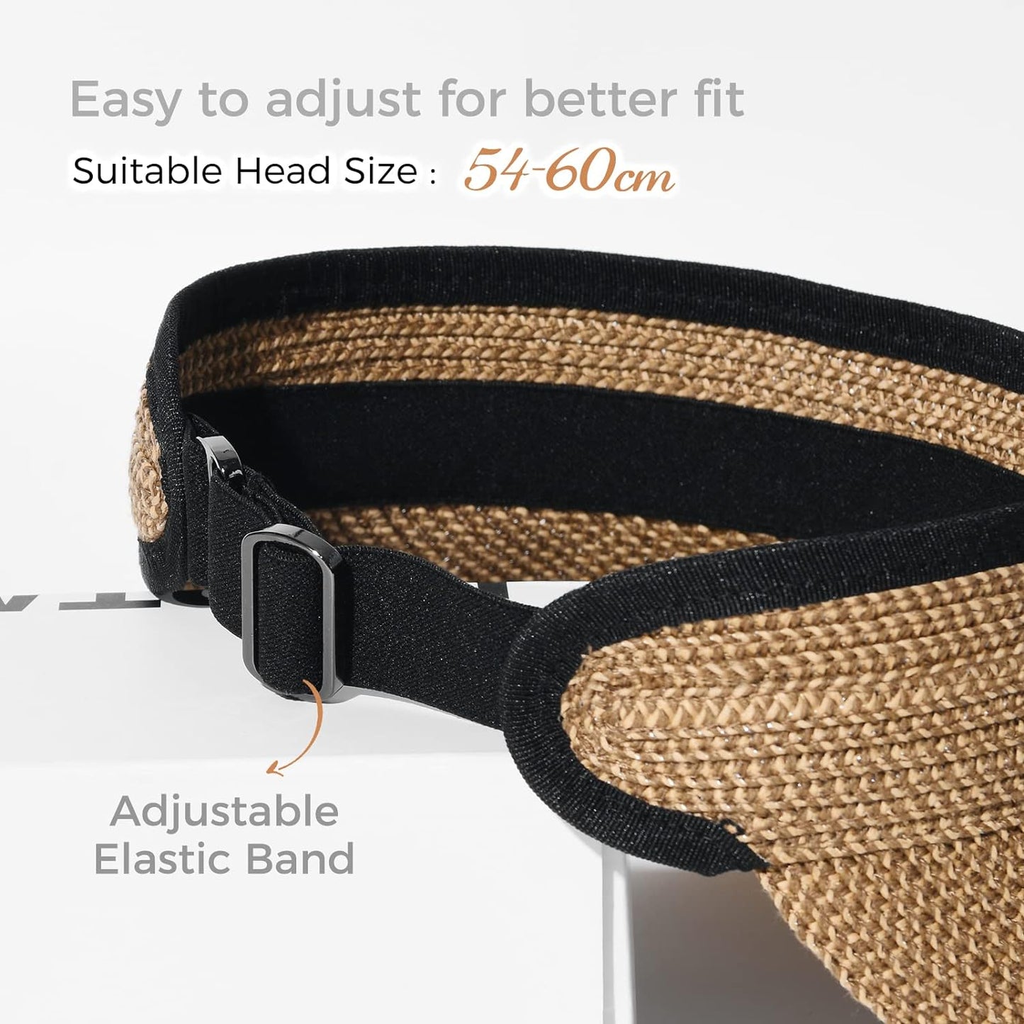 UPF 50+ Sun Visor Hat Straw Summer Packable Ponytail Beach Hats