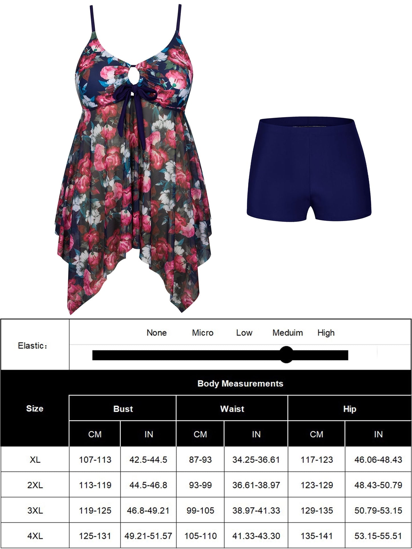 Plus Size Two Piece Swimdress with Boyshorts Flowy Tummy Control Tankini Swimsuits