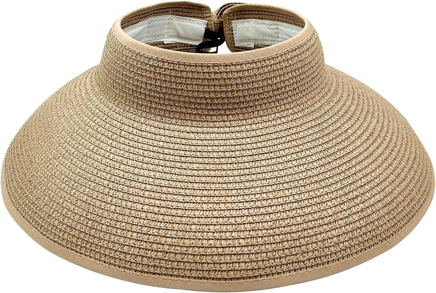 Sun Visors with Roll-Up Ponytail Packable Wide Brim Straw UV Protection Sun Beach Hats